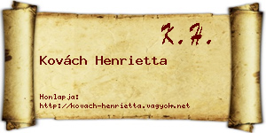 Kovách Henrietta névjegykártya
