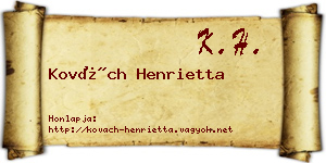 Kovách Henrietta névjegykártya